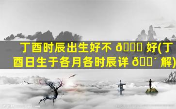 丁酉时辰出生好不 🐎 好(丁酉日生于各月各时辰详 🌴 解)